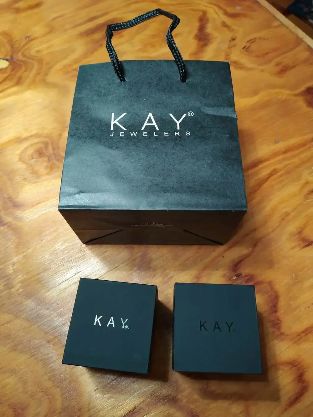 Kay Jewelers Black Ring Boxes and Gift Bag Set